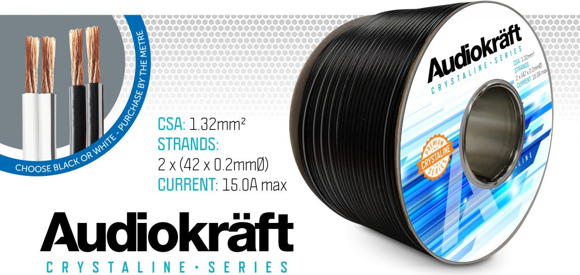 Audiokraft crystaline series speaker wire available from Audio Volt