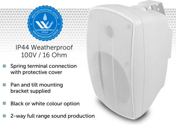 Bluetooth Garden & Patio Area Music Kit - Weatherproof Wall Speakers & Cable