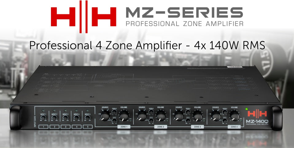 HH Electronics MZ-140Q 4-Zone Class D Mixer Amplifier