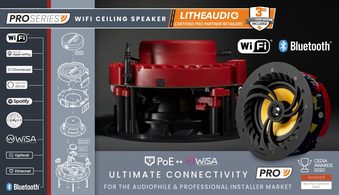 Pro Series WiFi Ceiling Speaker by Lithe Audio