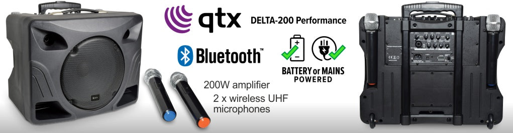 QTX DELTA-200 Performance Portable PA Unit with Bluetooth