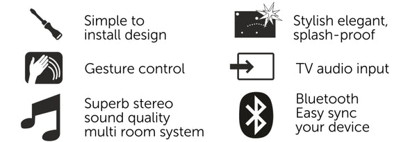 Systemline E50 - Bedroom & En-Suite Ceiling Speakers, In-Wall Amplifier & hand gesture operation