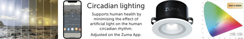 At a tap of a button the Zuma App allows you to set Circadian rhythm on your Lumisonic lights