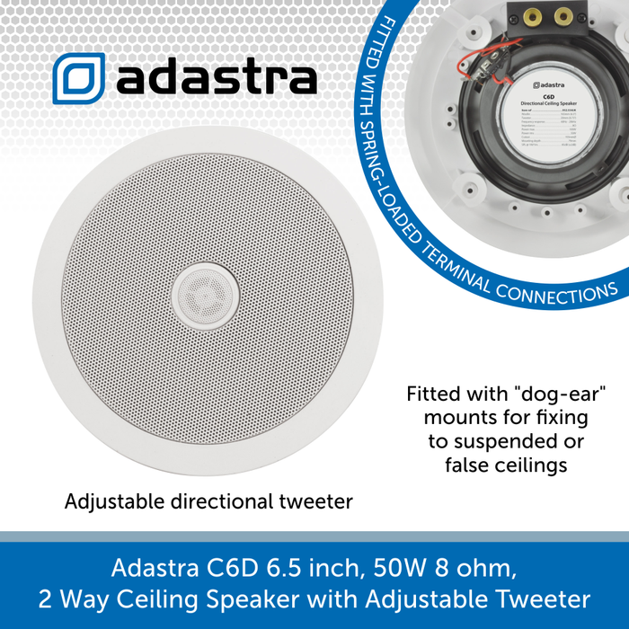 Adastra C6d 6 5 Inch 50w 8 Ohm 2 Way Ceiling Speaker With Adjustable Tweeter