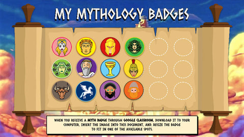 Mythology Badges with Greek Gods