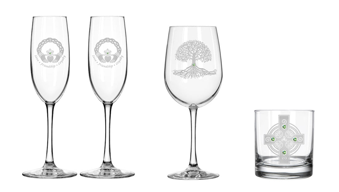 hand carved Irish glassware