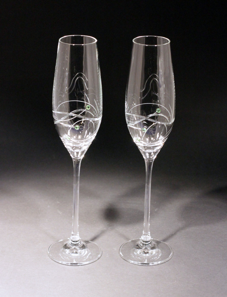 Windswept Toasting Flutes – Healy Glass Artistry