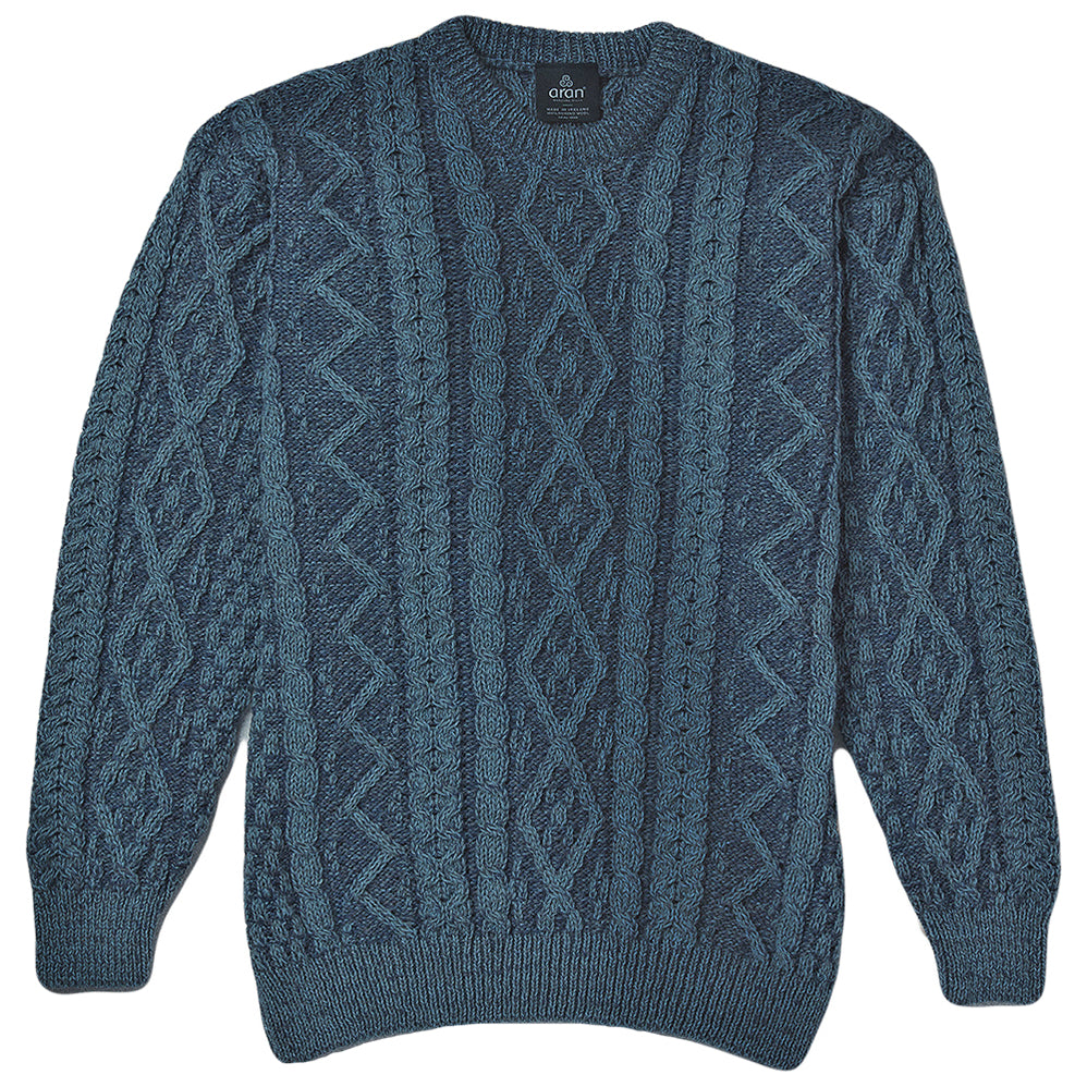 Irish Men S Sweaters Pullovers Traditional Irish Sweaters The   Aran Woollen Mills Plaited Crew Merino Sweater Grey Derby 998x998 