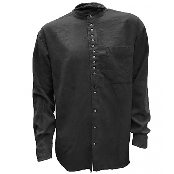 black collarless shirt mens