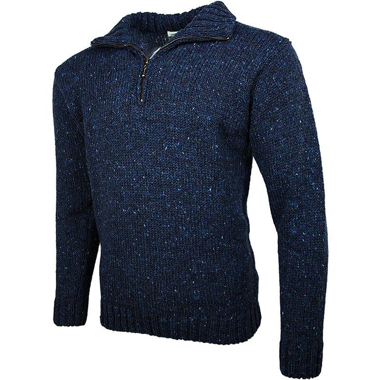 West End Knitwear Donegal Tweed Wool Half Zip Sweater Blue Side 768x768 ?v=1588709754