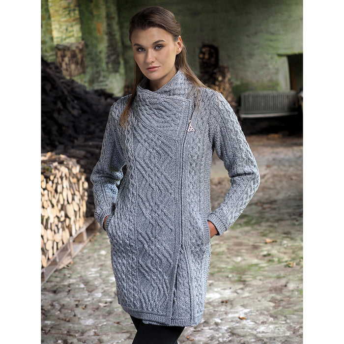 Women's Wool Coatigan | Long Zip Coat | The Celtic Ranch