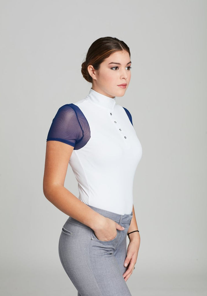 White w Navy Paulo Alto Short Sleeve – The Polished Rider - Equestrian ...
