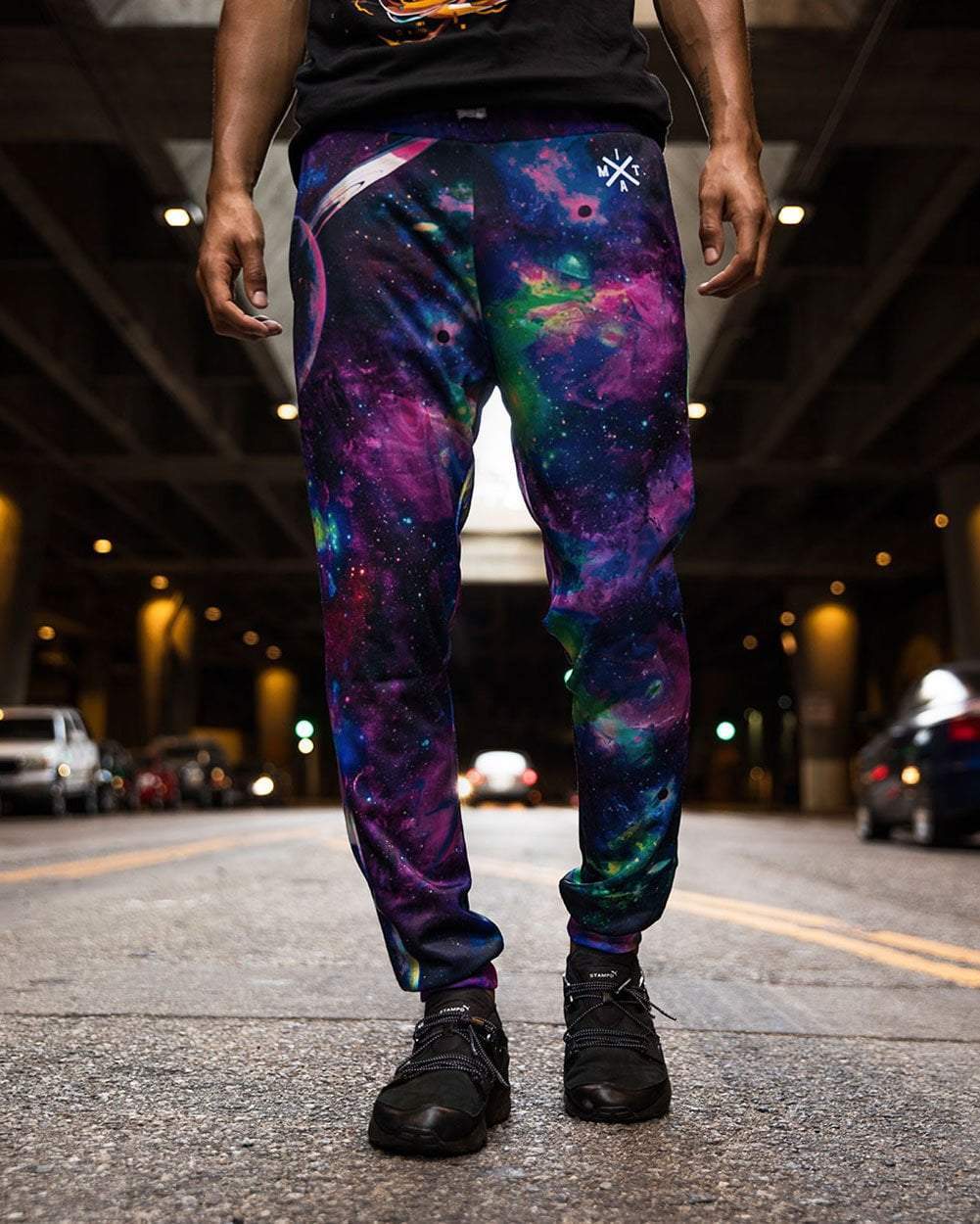 galaxy print joggers