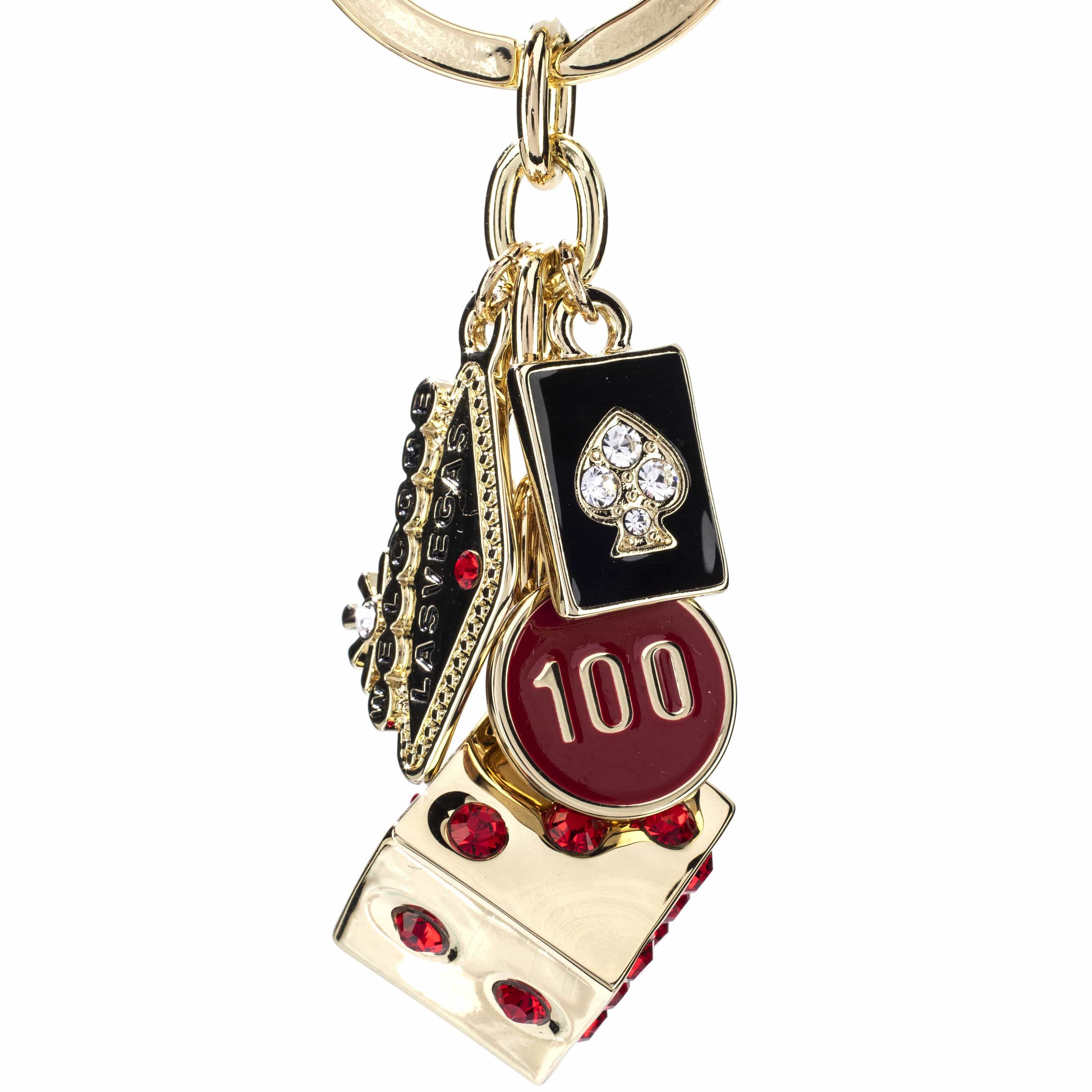 LV Cards & Roulette Dangle Keychain- LAS VEGAS SUPER STORE for