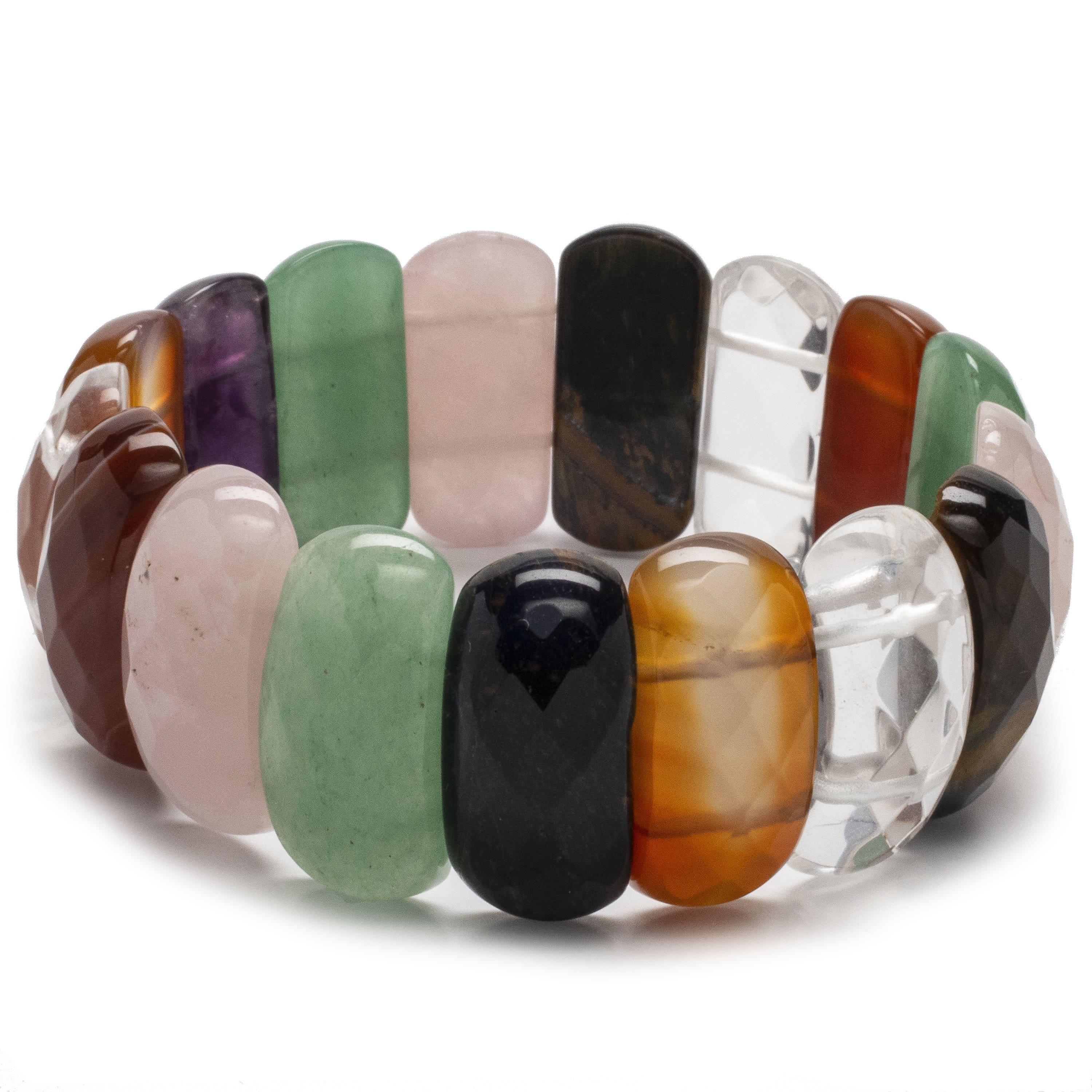 KALIFANO Multicolor Fluorite Bead 6-1/2 Stretch Bracelet - 22261290