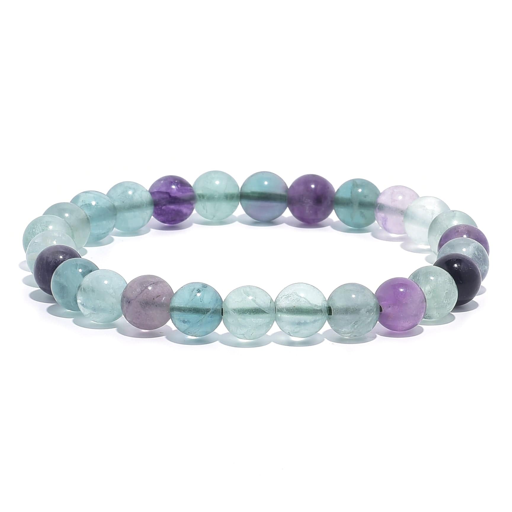 KALIFANO Multicolor Fluorite Bead 6-1/2 Stretch Bracelet - 22261290