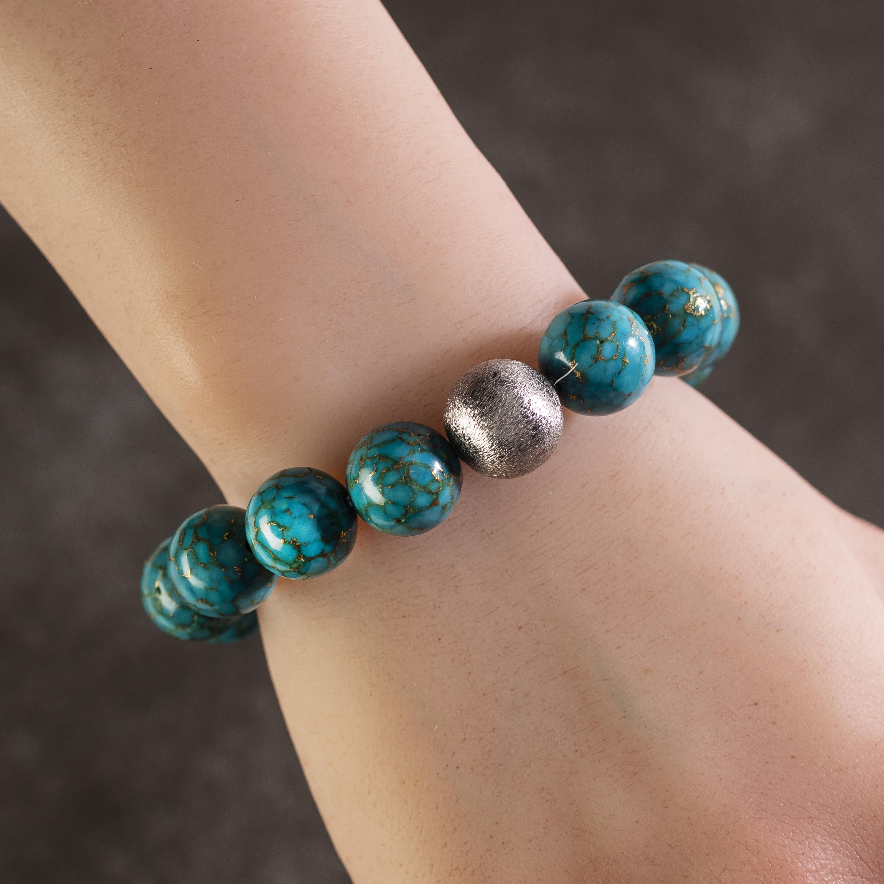 Turquoise and White Crystals Clay Beads Shamballa Bracelet - Ephori London  - Luxury custom natural stone beaded bracelets