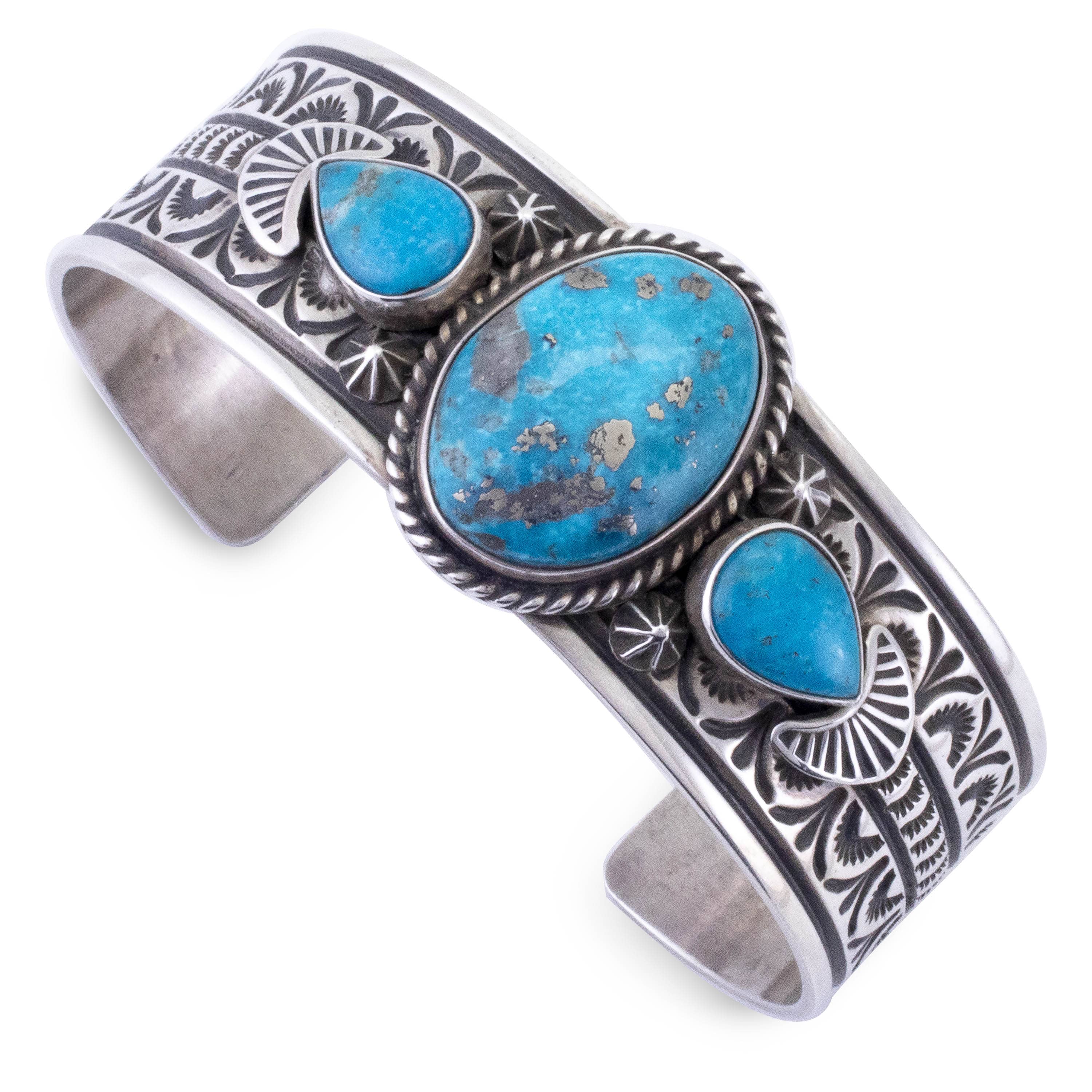 KALIFANO | Sunshine Reeves Kingman Turquoise Native Made Silver Cuff