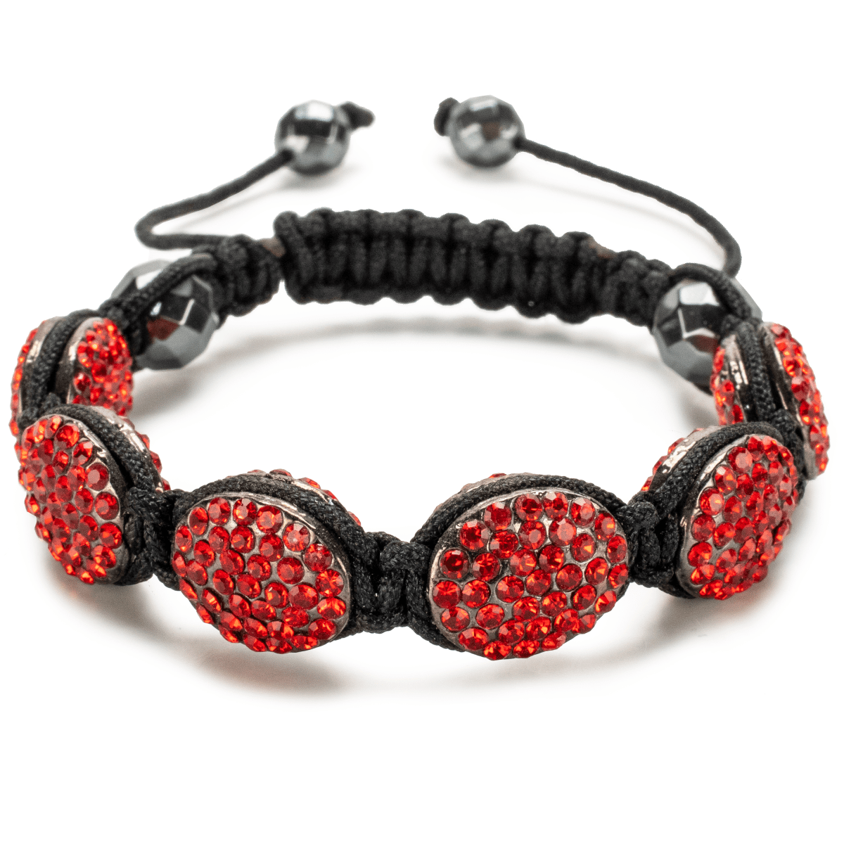 Red and White Crystals Clay Beads Shamballa Bracelet - Ephori