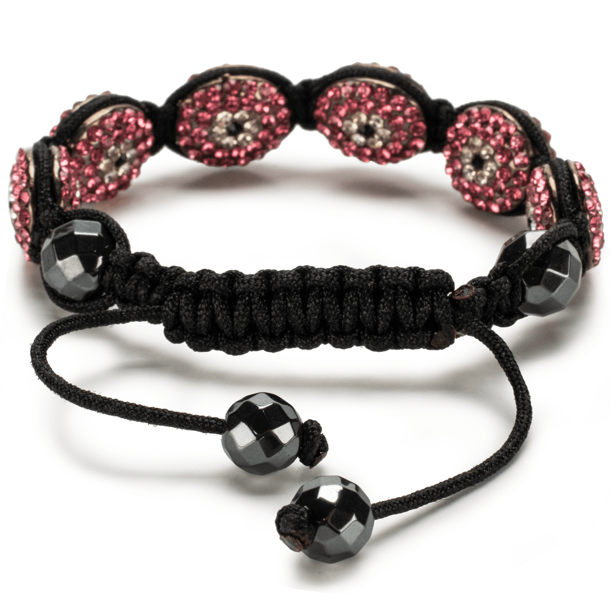 Red and White Crystals Clay Beads Shamballa Bracelet - Ephori