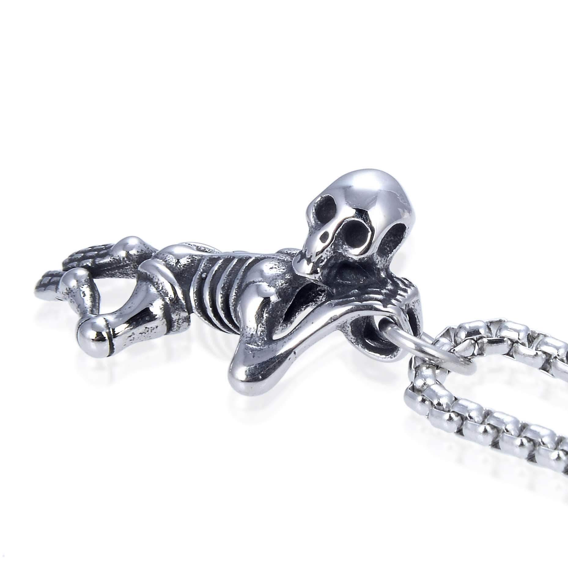 Steel Hearts Dangling Skeleton Necklace – KALIFANO