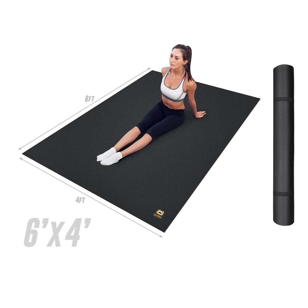 CAMBIVO Large Yoga Mat, Extra Thick Workout Mats for 6' x 4' x 8 mm, Black