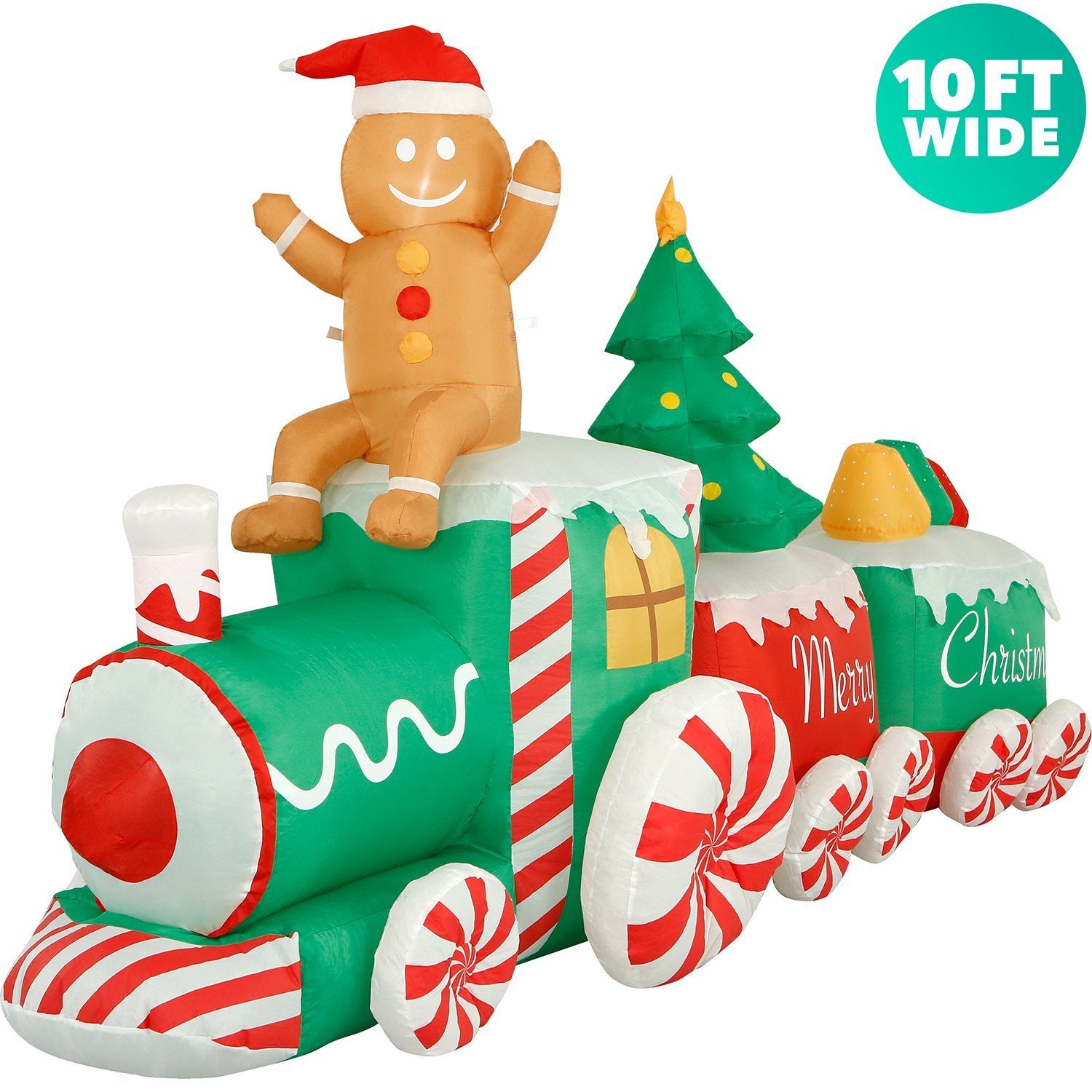 10 Ft Inflatable Christmas Train Outdoor Decoration With Led
