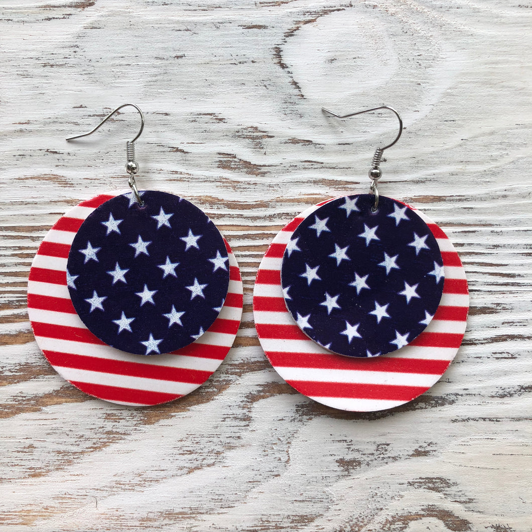 4th of july leather earrings