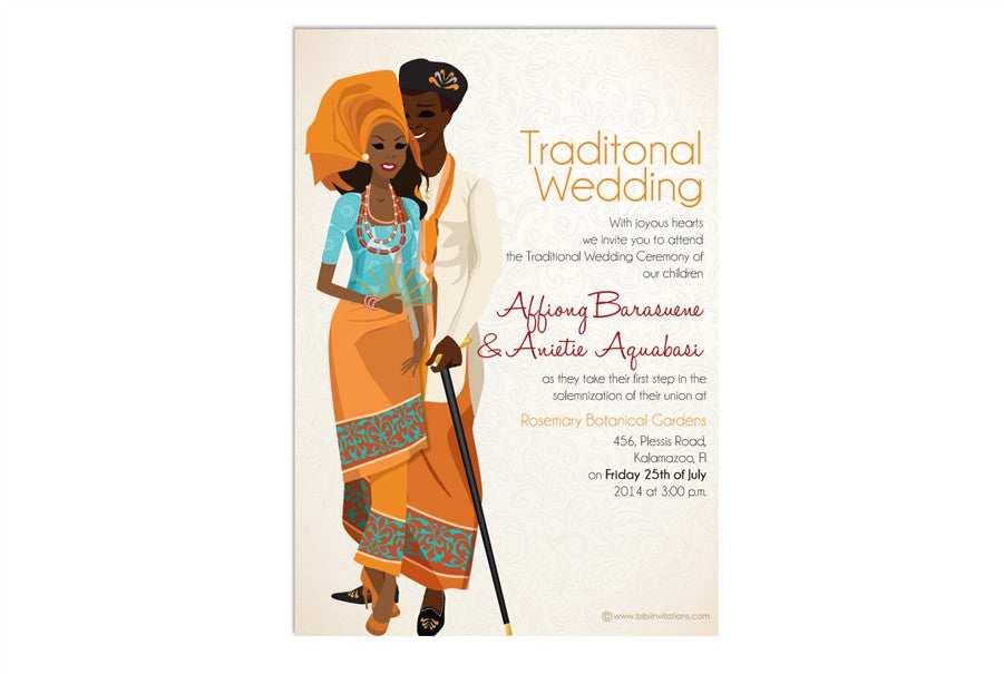 Ibibio Traditional Wedding Card, African Traditional wedding invitation Card  – Bibi Invitations