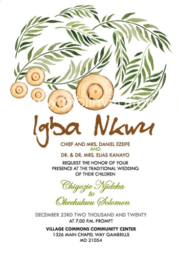 Nnem Igbo Traditional Wedding Invitation - Bibi Invitations