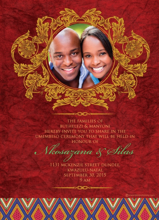 South African Traditional wedding invitation Card ...