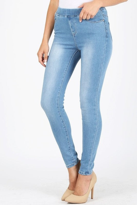 High Waist Skinny Denim Jeggings – Country Chic Boutique