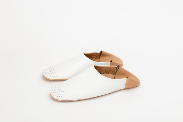 Ladies White leather slippers for Valentine's Day gift