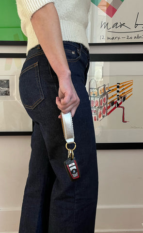 Women's Silver Leather Keychain