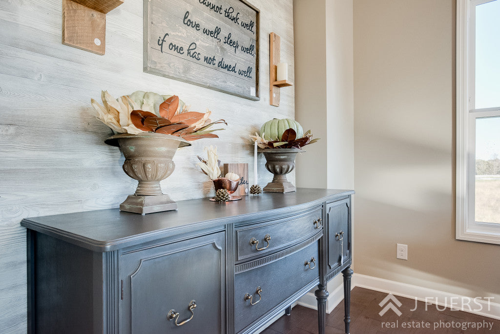 fall decor | fall dining table | fall centerpiece | farmhouse dining room | handmade table | trestle metal base x table | buffet |cjc@home | Carver Junk Company's Staged Home Shopping Event | Victoria, MN | Home Staging | Modern Fall Farmhouse | Fixer Upper Style | carverjunkcompany.com