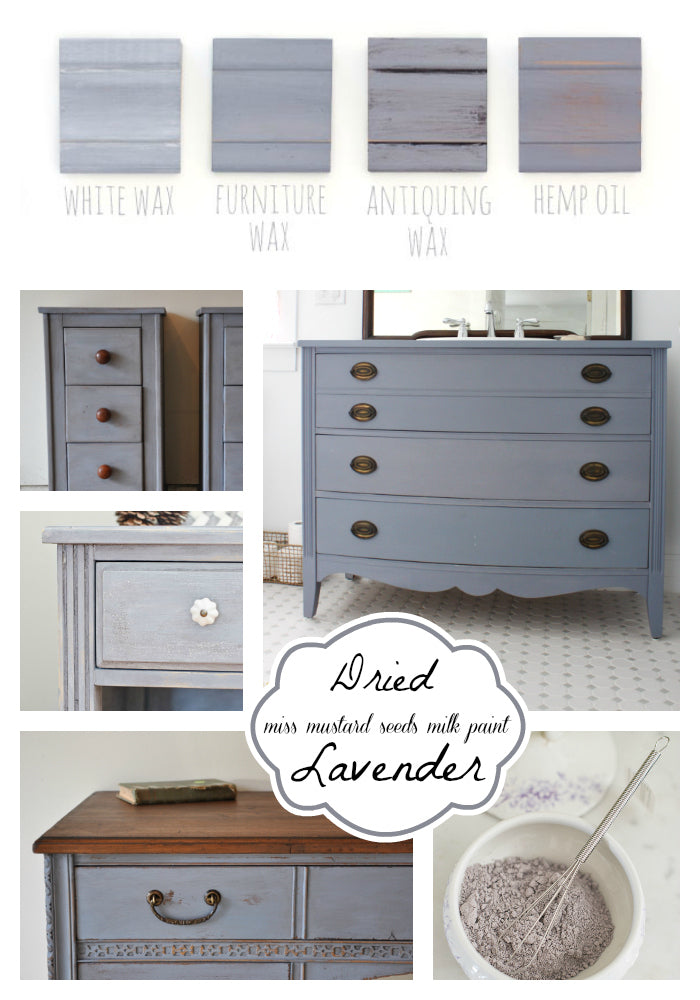 Miss Mustard Seed's Milk Paint | Dried Lavender Color | Furniture Paint Projects | Milk Paint Collage | CarverJunkCompany.com