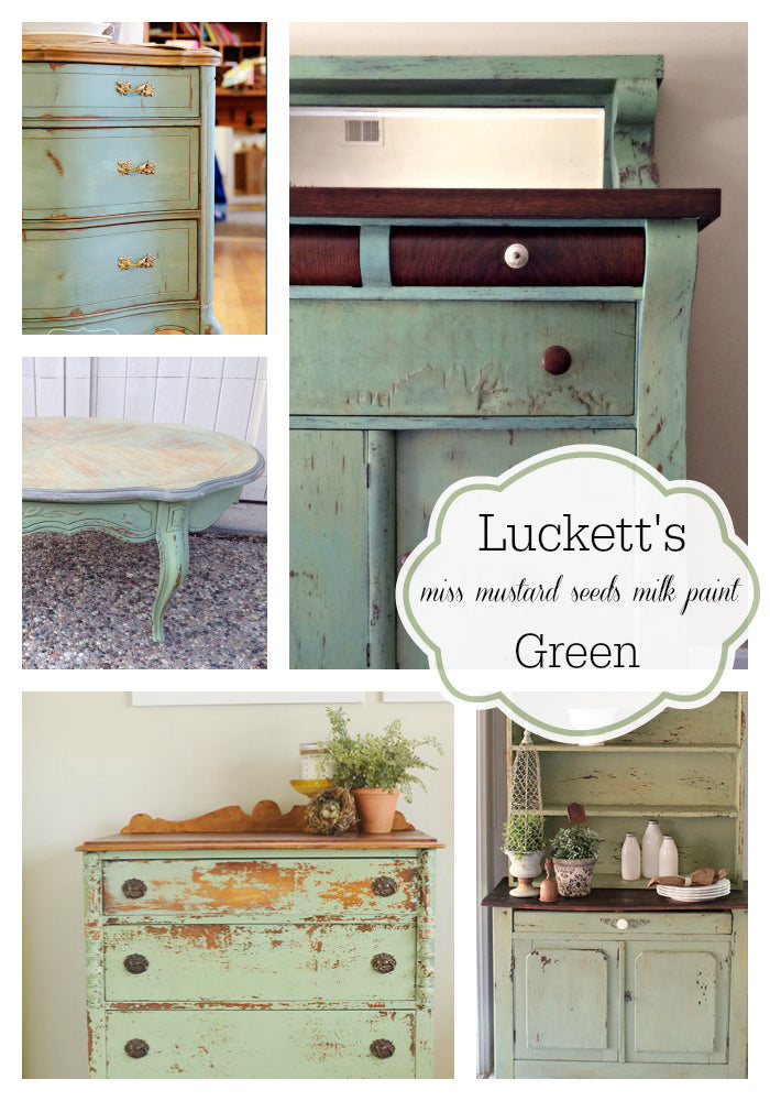 Miss Mustard Seed's Milk Paint | Luckett's Green Color | Furniture Paint Projects | Milk Paint Collage | CarverJunkCompany.com