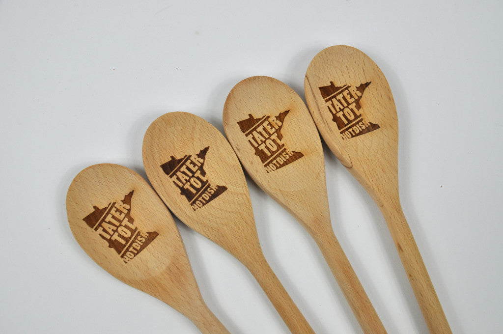 Tater Tot Hotdish wooden spoons. Carver Junk Company Holiday 2016 Gift Guide.