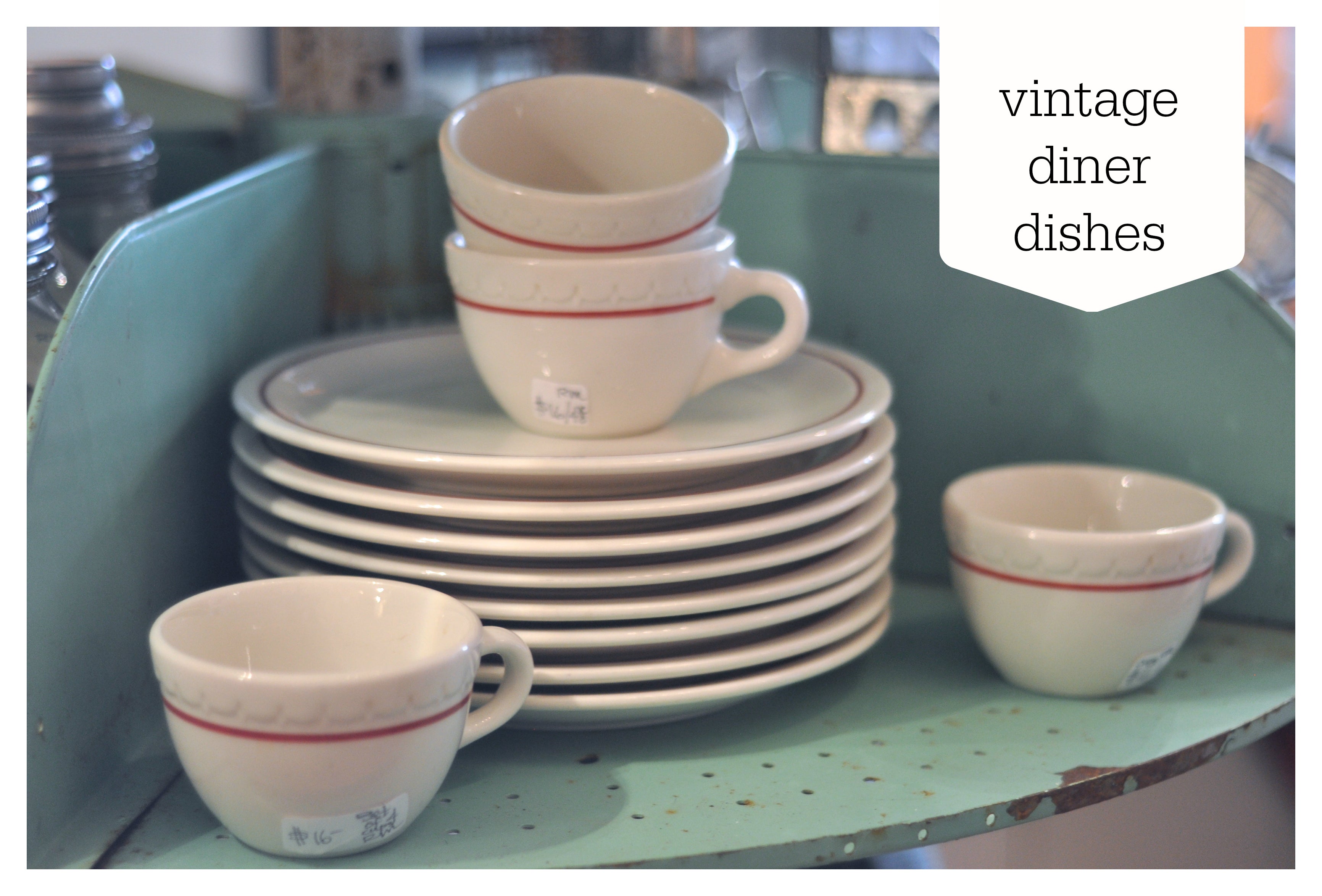 Vintage Diner Style Dishes | Red and White | Diner | Carver Junk Company