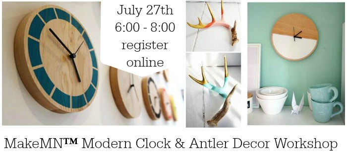 MakeMN Modern Painted DIY Clock & Painted Antler Workshop | Minneapolis, MN Craft Workshop | Carver Junk Company