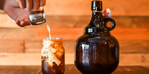 cold brew coffee on a mason jar