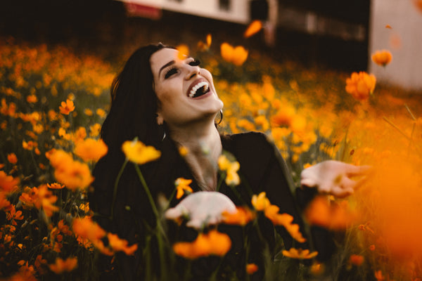 content in flower field