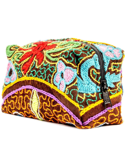 Zipper Bags Jungle Shipibo Embroidered Cube Zipper Pouch