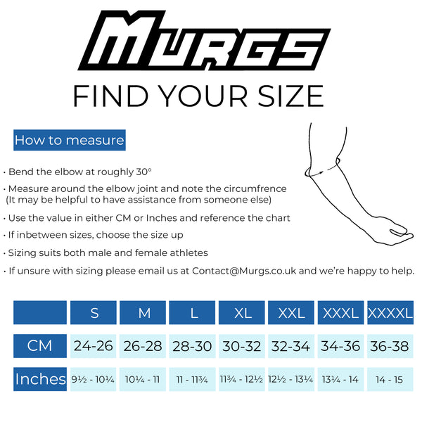 Murgs Elbow Sleeves Size Chart