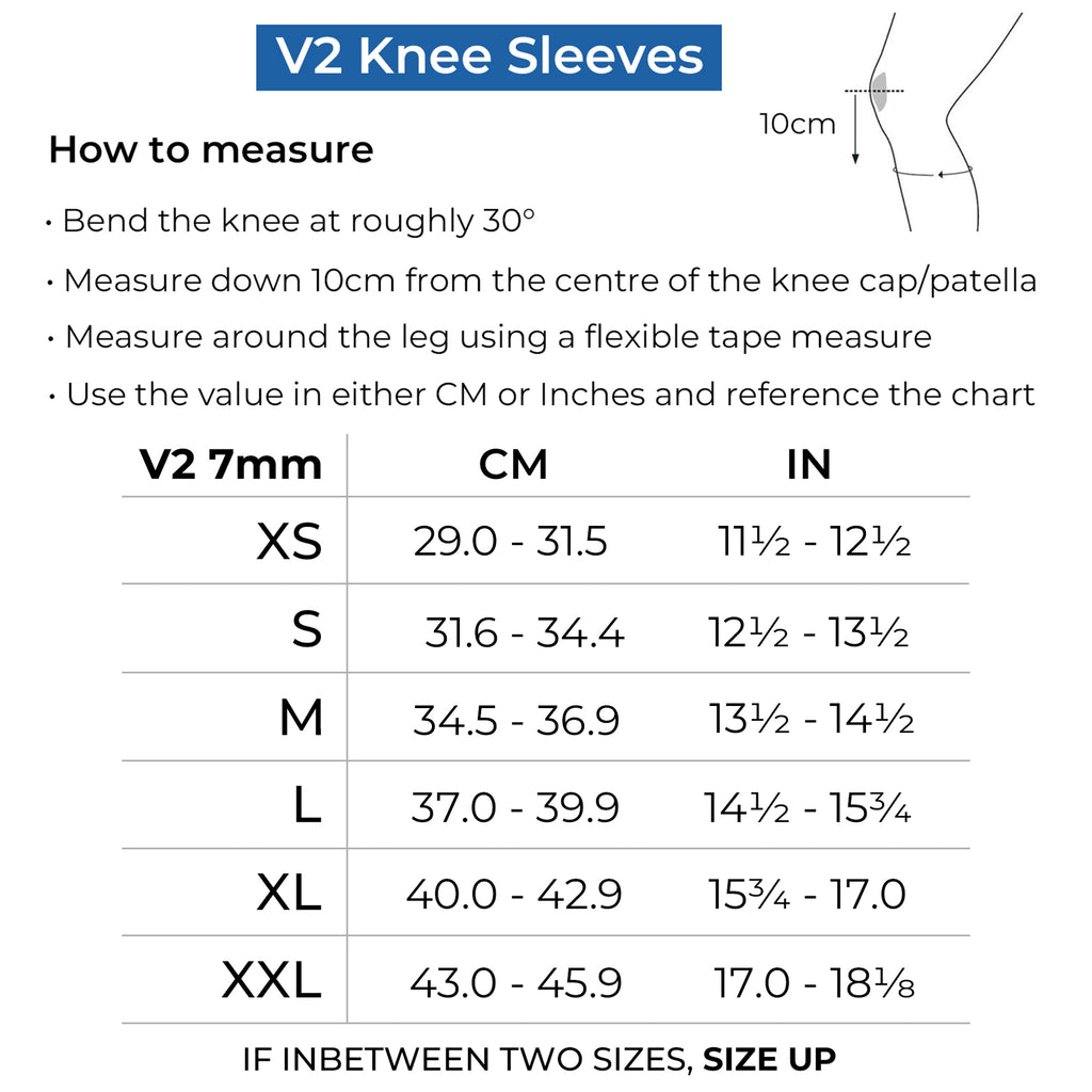 Murgs V2 7mm Knee Sleeves Size Guide