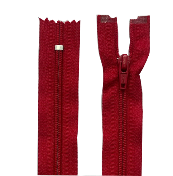 Red Nylon closed-end zip with matching self-colour zipper