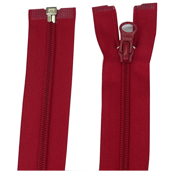 Nylon open ended red zip