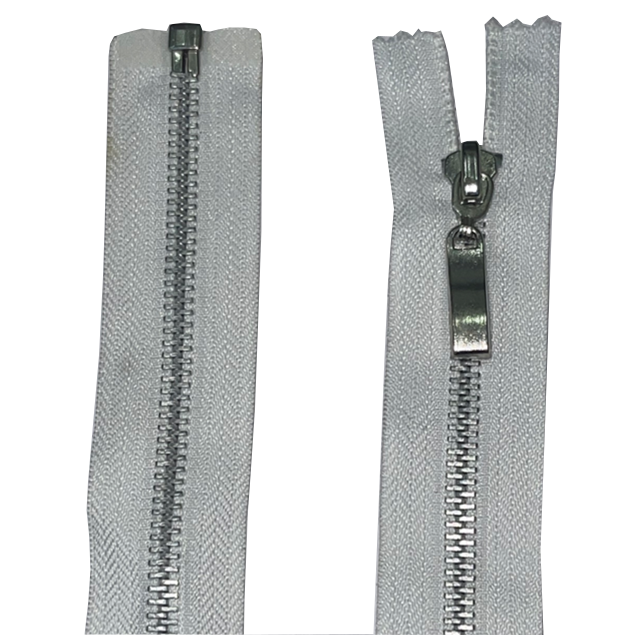 Nylon Open Ended Zip white with metal puller