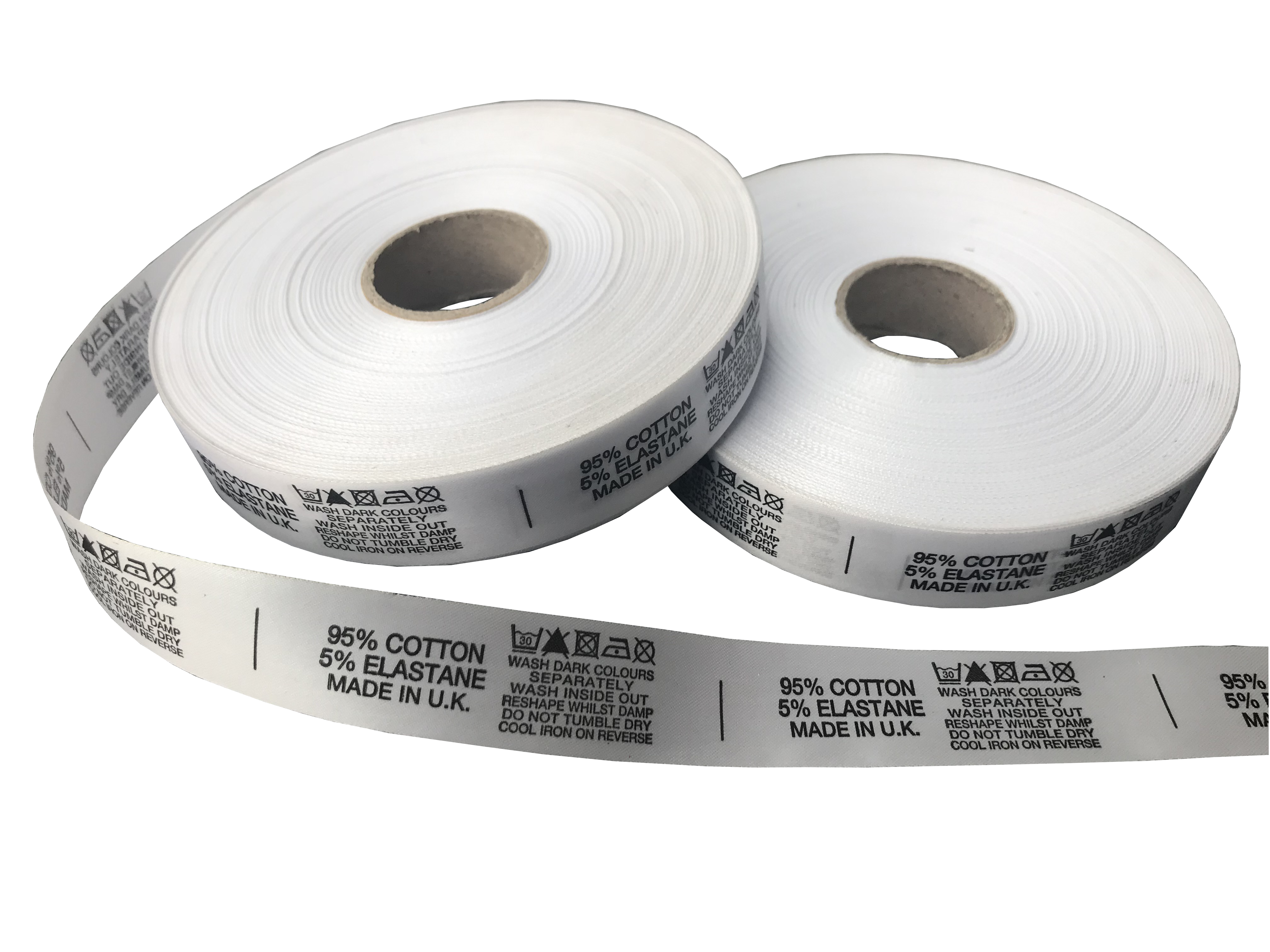 Printed Satin Content & Care Labels - 25mm