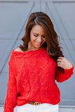 Rustic Red Off Shoulder Sweater